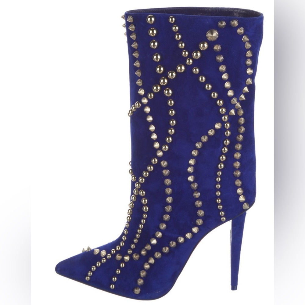 Christian Louboutin Astrilarge Blue Studded Women's Ankle Boots